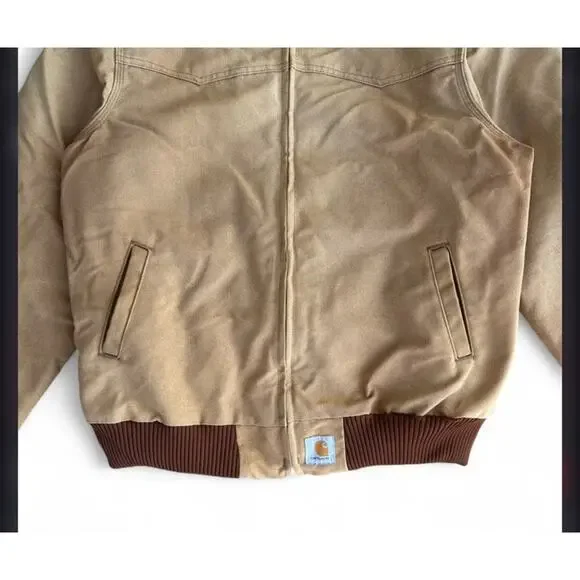 Vintage Carhartt J13BRN Santa Fe Duck Canvas Coat Red Flannel Lined Men’s 2XL - Picture 3 of 11